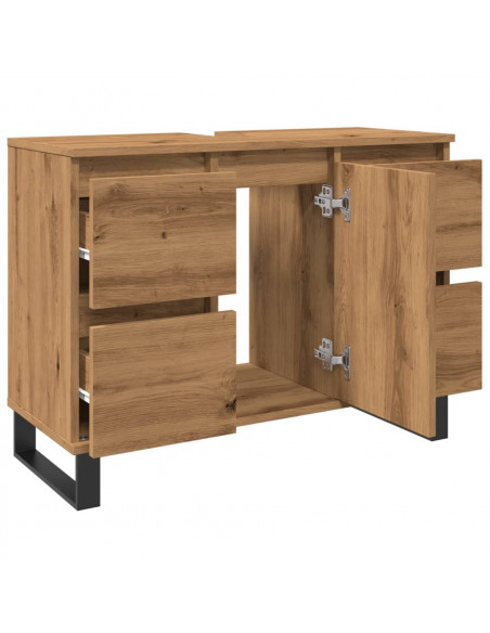 Mobiletto da Bagno Rovere Artigianale 80x33x60 cm in Truciolato