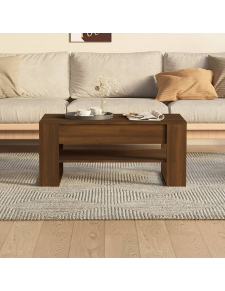 Tavolino da Caffè Rovere Marrone 102x55x45 cm Legno Multistrato