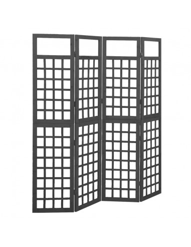 Divisorio a 4 Pannelli Legno Massello di Abete Nero 161x180 cm