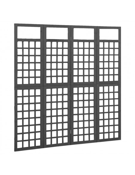 Divisorio a 4 Pannelli Legno Massello di Abete Nero 161x180 cm