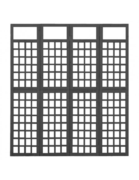 Divisorio a 4 Pannelli Legno Massello di Abete Nero 161x180 cm