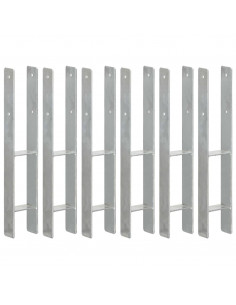 Picchetti per Recinzione 6 pz Argento 9x6x60 cm Acciaio Zincato 2