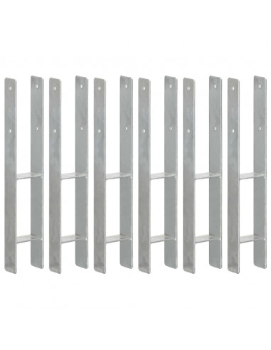 Picchetti per Recinzione 6 pz Argento 9x6x60 cm Acciaio Zincato