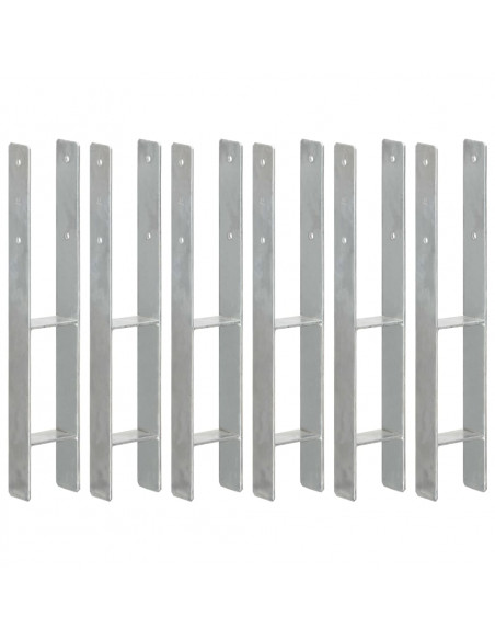 Picchetti per Recinzione 6 pz Argento 9x6x60 cm Acciaio Zincato