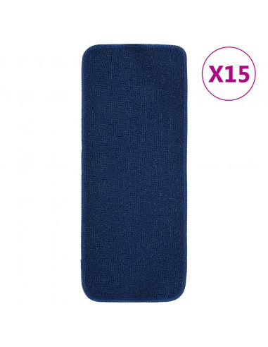 Tappetini per Scale 15 pz 60x25cm Blu Antiscivolo Rettangolari