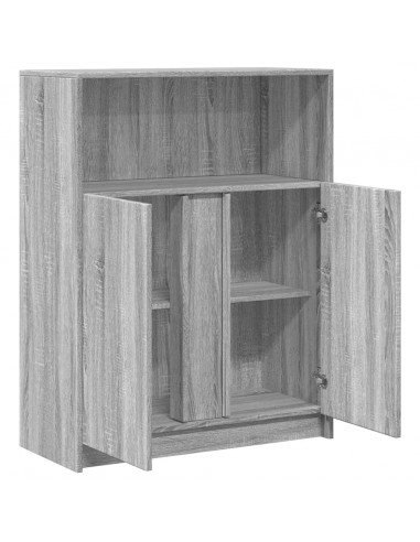 Credenza con LED Grigio Sonoma 77x34x100cm in Legno Multistrato