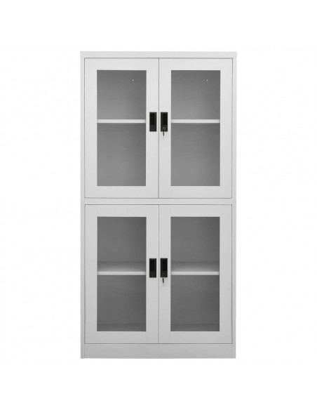 Armadio per Ufficio Grigio Chiaro 90x40x180 cm Acciaio e Vetro