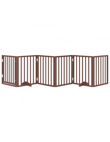 Cancello Cani Porta Pieghevole Marrone 6 Pannelli 300cm Pioppo