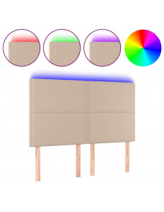 Testiera a LED cappuccino 144x5x118/128 cm in Similpelle 2