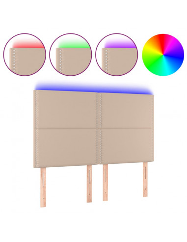 Testiera a LED cappuccino 144x5x118/128 cm in Similpelle