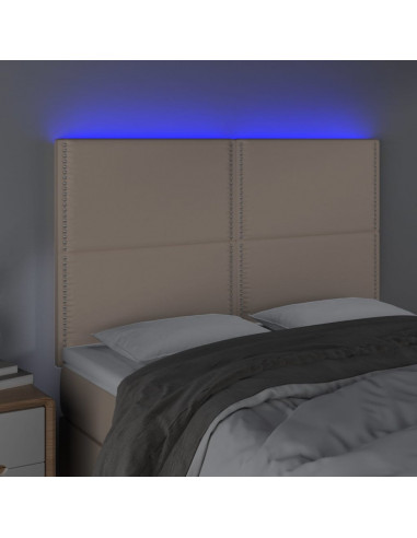 Testiera a LED cappuccino 144x5x118/128 cm in Similpelle