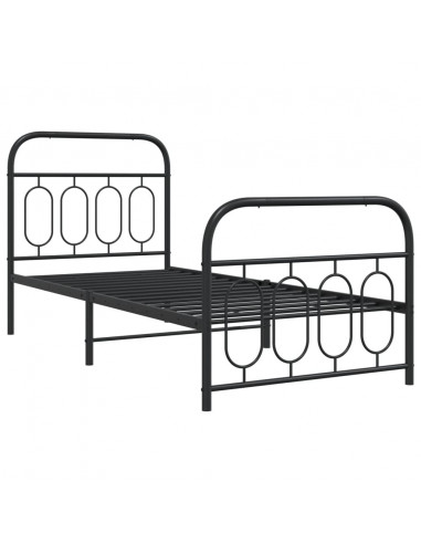 Giroletto con Testiera e Pediera Metallo Nero 90x200 cm