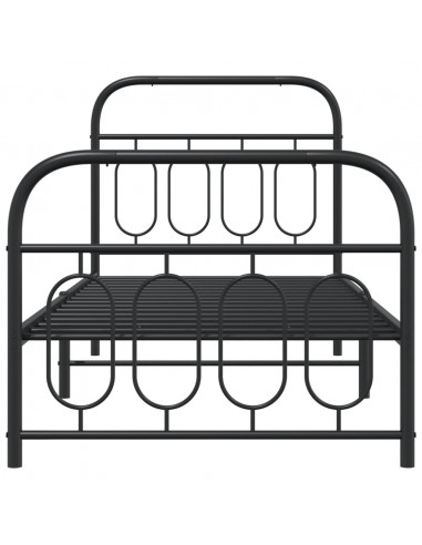 Giroletto con Testiera e Pediera Metallo Nero 90x200 cm