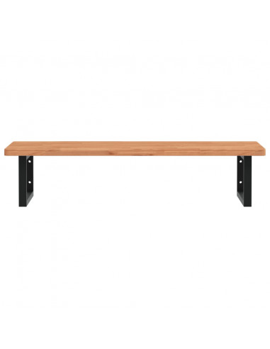 Ripiano a Parete per Lavabo in Acciaio e Massello di Faggio