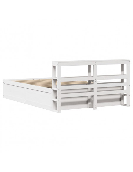 Giroletto con Testiera Bianco 150x200 cm Legno Massello di Pino