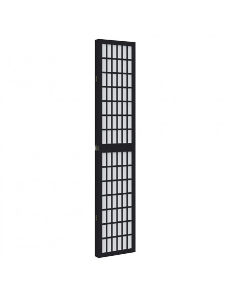 Divisorio Ambienti 4 Pannelli Nero Legno Massello di Paulownia