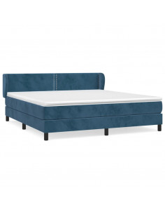 Giroletto a Molle con Materasso Blu Scuro 180x200 cm in Velluto 2