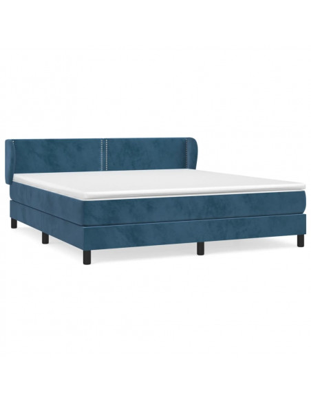 Giroletto a Molle con Materasso Blu Scuro 180x200 cm in Velluto