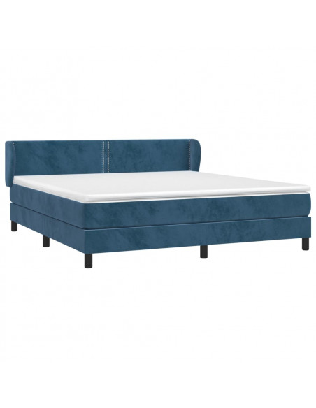 Giroletto a Molle con Materasso Blu Scuro 180x200 cm in Velluto