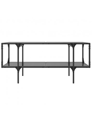 Tavolino con Piano in Vetro Nero 98,5x50x45 cm Acciaio