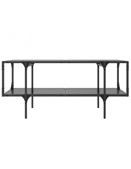 Tavolino con Piano in Vetro Nero 98,5x50x45 cm Acciaio