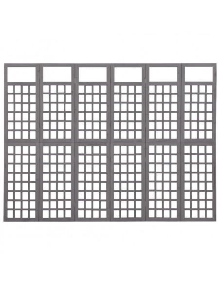 Divisorio a 6 Pannelli in Legno di Abete Grigio 242,5x180 cm