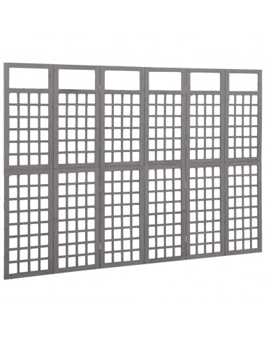 Divisorio a 6 Pannelli in Legno di Abete Grigio 242,5x180 cm