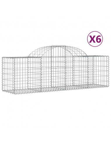 Cesti Gabbioni ad Arco 6 pz 200x50x60/80 cm Ferro Zincato