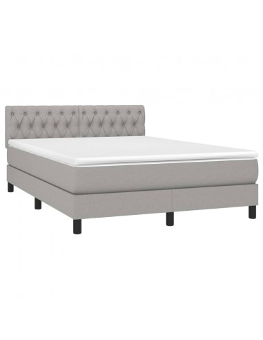 Letto a Molle Materasso e LED Grigio Chiaro 140x200 cm Tessuto
