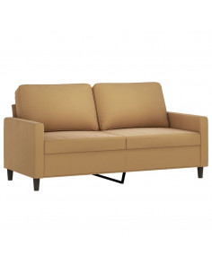 Divano a 2 Posti Marrone 140 cm in Velluto 2