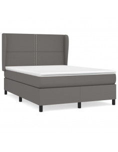 Giroletto a Molle con Materasso Grigio 140x190 cm in Similpelle 2