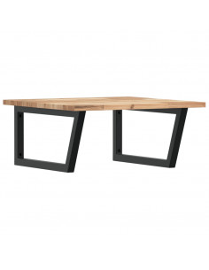 Ripiano a Parete per Lavabo in Acciaio e Massello di Acacia 2