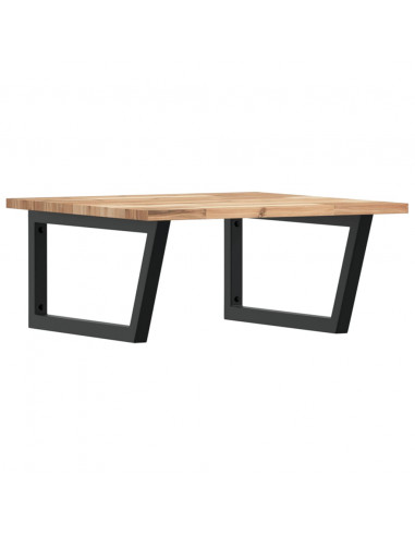 Ripiano a Parete per Lavabo in Acciaio e Massello di Acacia