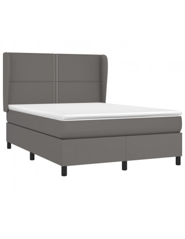 Giroletto a Molle con Materasso Grigio 140x190 cm in Similpelle