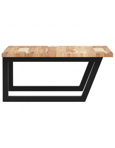 Ripiano a Parete per Lavabo in Acciaio e Massello di Acacia