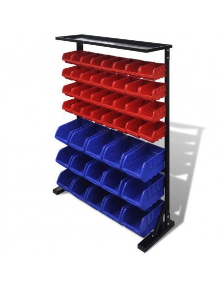 Pannello a Parete per Attrezzi Garage Blu e Rosso