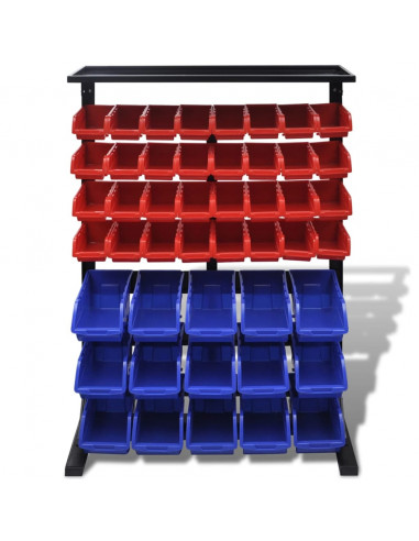 Pannello a Parete per Attrezzi Garage Blu e Rosso