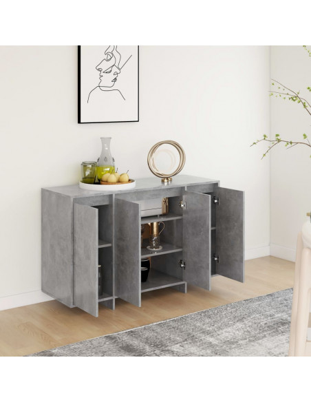 Credenza Grigio Cemento 120x41x75 cm in Truciolato