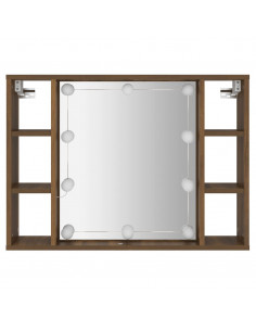 Mobile a Specchio con LED Rovere Marrone 76x15x55 cm 2