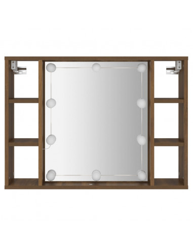 Mobile a Specchio con LED Rovere Marrone 76x15x55 cm