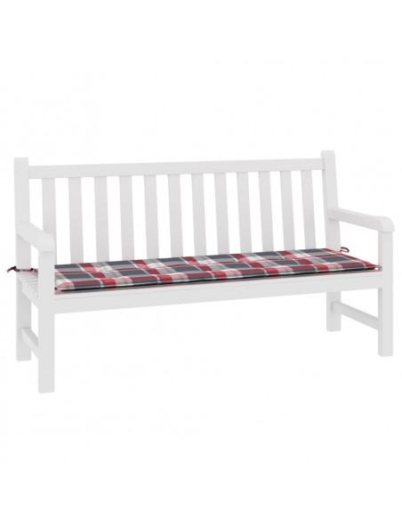 Cuscino per Panca a Quadri Rossi 150x50x4 cm Tessuto Oxford