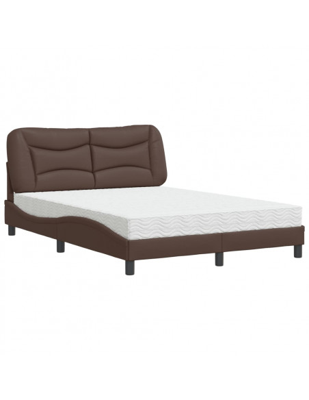 Letto con Materasso Marrone 120x200cm in Similpelle
