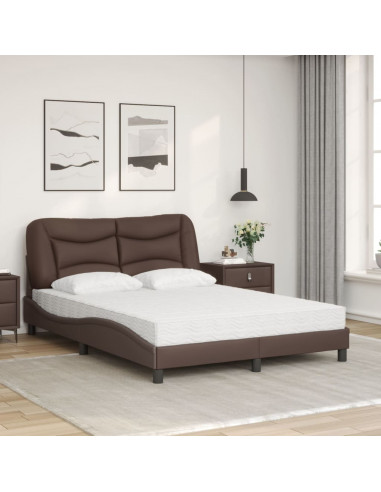 Letto con Materasso Marrone 120x200cm in Similpelle