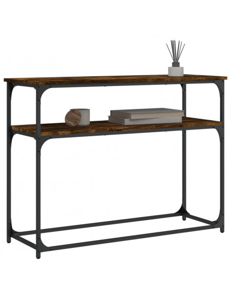 Tavolino Consolle Rovere Fumo 100x35,5x75 cm Legno Multistrato