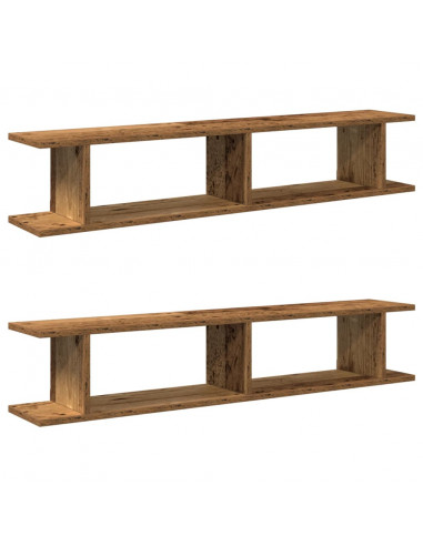 Mensole da Parete 2pz Legno Vecchio 105x18x20 cm in Truciolato
