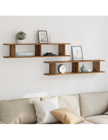 Mensole da Parete 2pz Legno Vecchio 105x18x20 cm in Truciolato