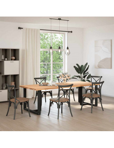 Gambe Tavolo Pranzo a Forma T 2pz Nero 90x35x(72-73)cm Acciaio