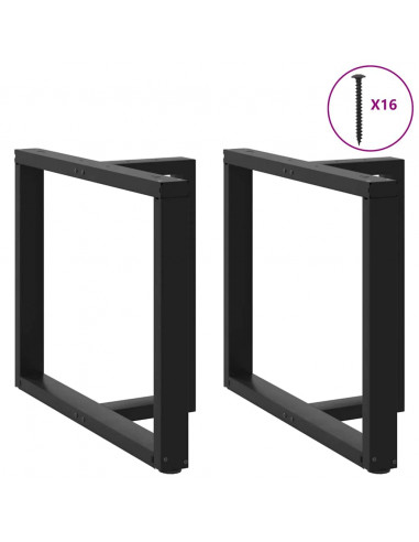 Gambe Tavolo Pranzo a Forma T 2pz Nero 90x35x(72-73)cm Acciaio
