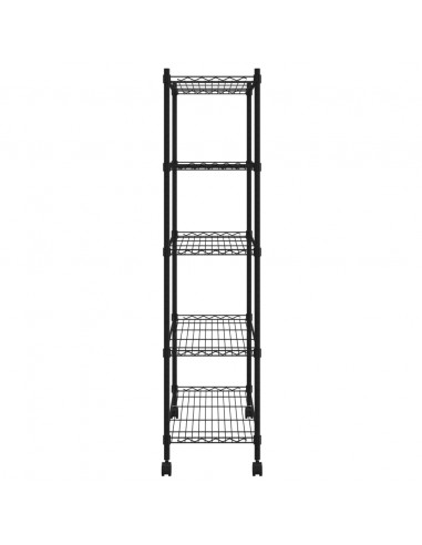 Scaffale a 5 Livelli con Ruote 75x35x155 cm Nero 250 kg