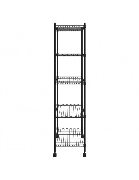 Scaffale a 5 Livelli con Ruote 75x35x155 cm Nero 250 kg